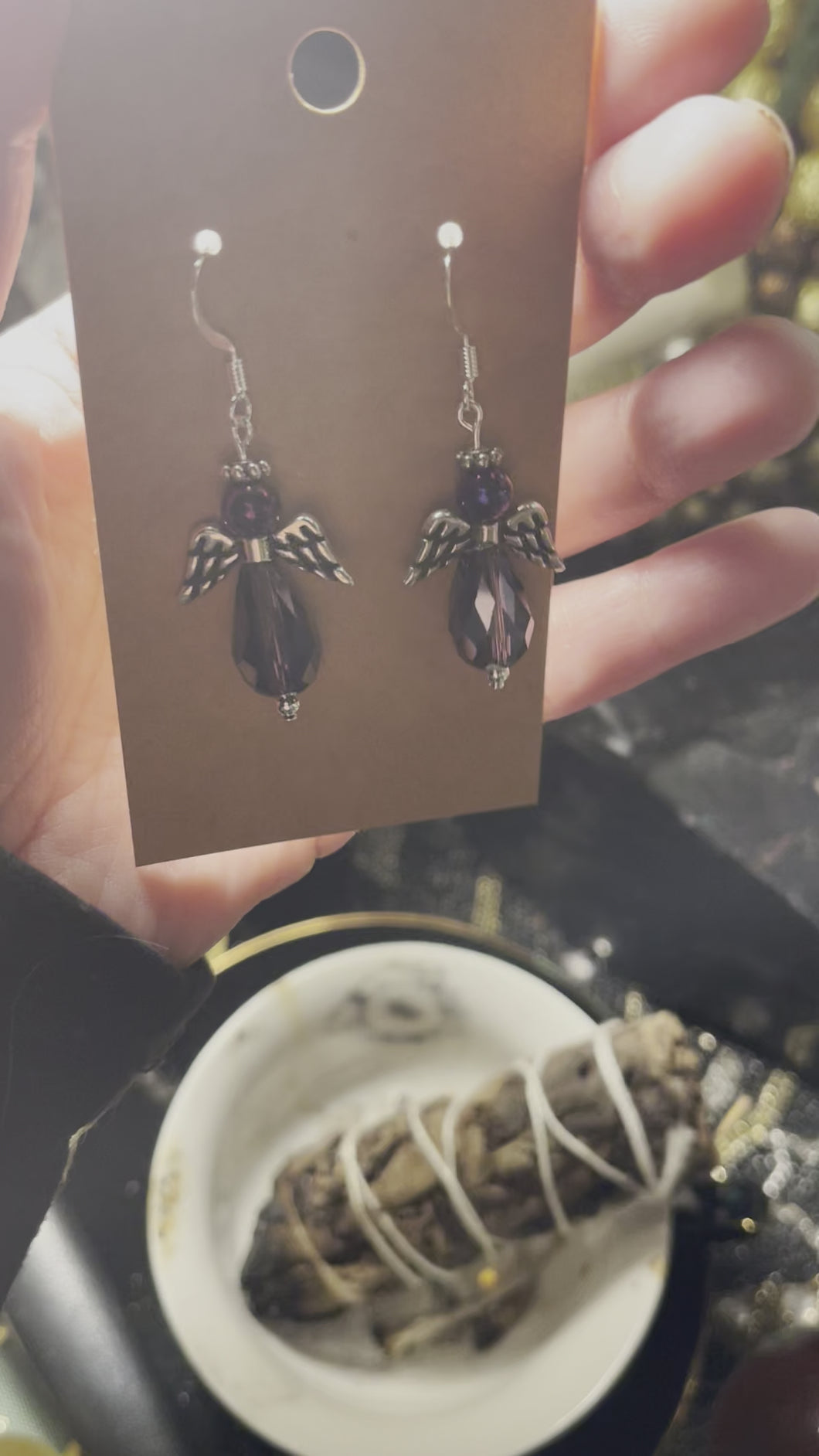 Angel Earrings (purple crystal)