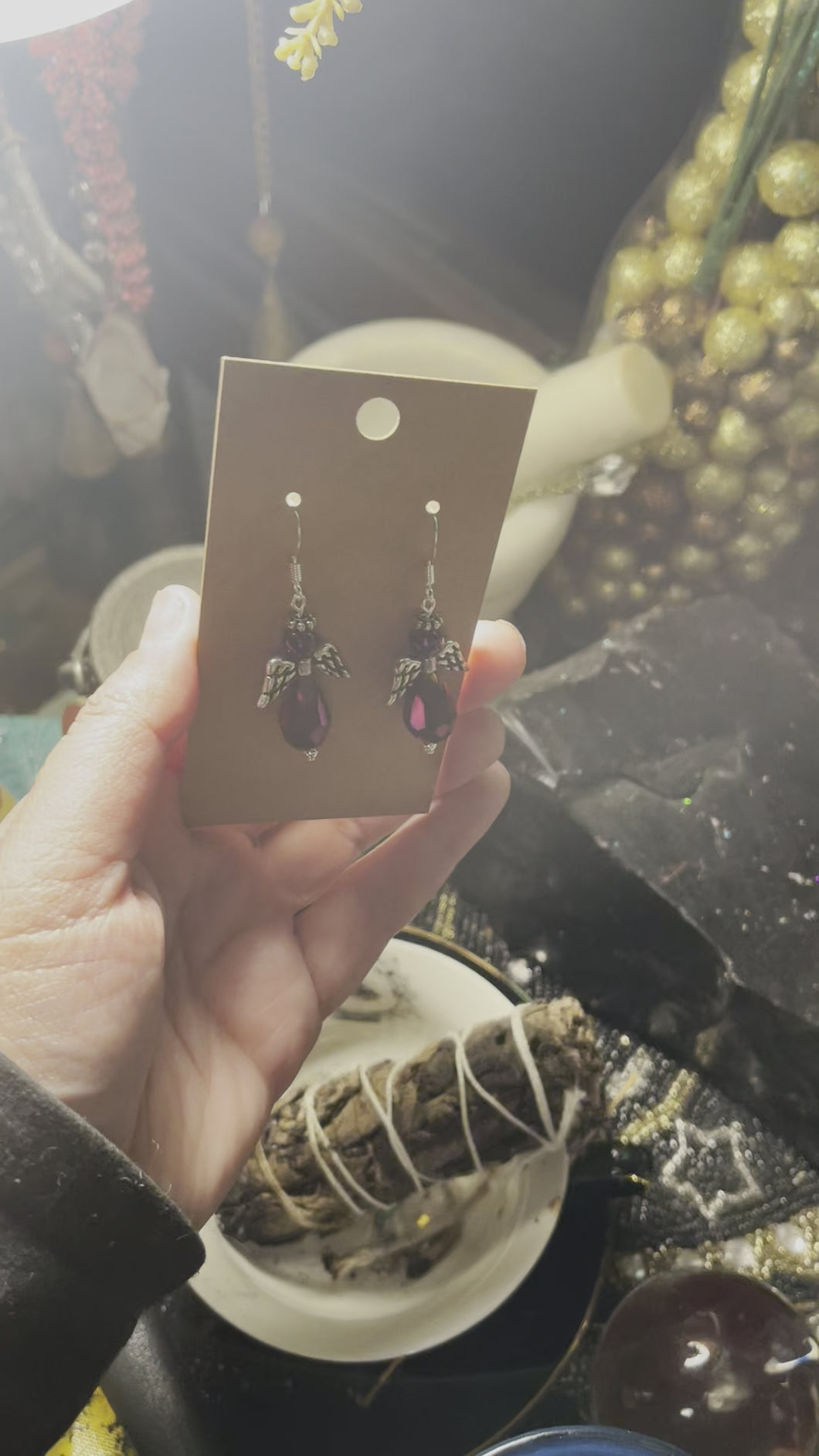 Crystal Angel Earrings (purple chrome)