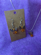 Load image into Gallery viewer, Orange Topaz Guardian Angel Necklace and Earring Set
