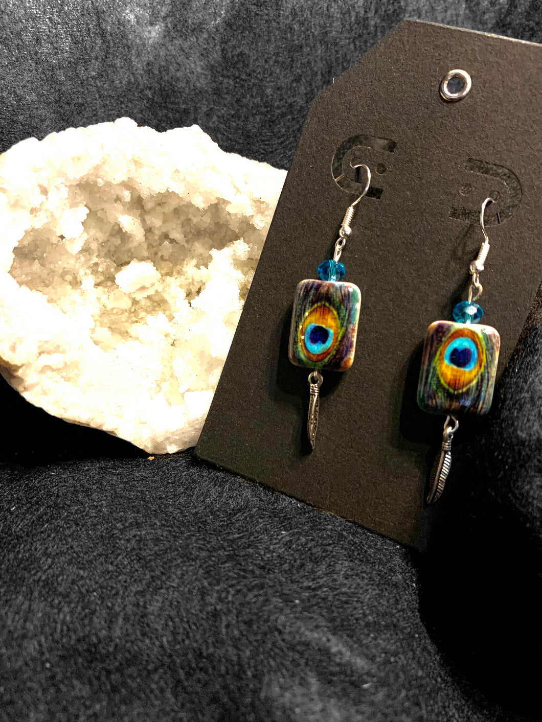 Peacock Tile Earrings