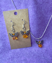 Load image into Gallery viewer, Orange Topaz Guardian Angel Necklace and Earring Set
