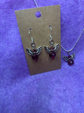 Load image into Gallery viewer, Deep Red Guardian Angel Necklace and Earring Set
