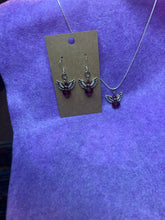 Load image into Gallery viewer, Deep Red Guardian Angel Necklace and Earring Set
