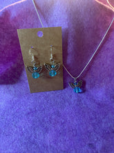 Load image into Gallery viewer, Light Blue Guardian Angel Necklace and Earring Set
