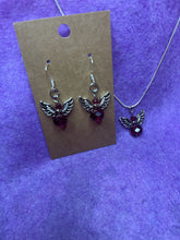 Load image into Gallery viewer, Deep Red Guardian Angel Necklace and Earring Set
