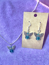 Load image into Gallery viewer, Light Blue Guardian Angel Necklace and Earring Set
